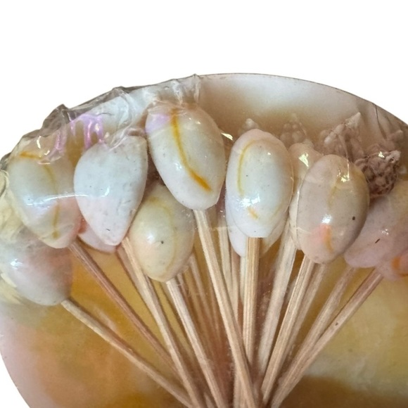 VINTAGE Clam Shell HORS D'OEUVRES CHEESE Food TOOTHPICKS w SEASHELL TIPS NEW - Picture 5 of 5
